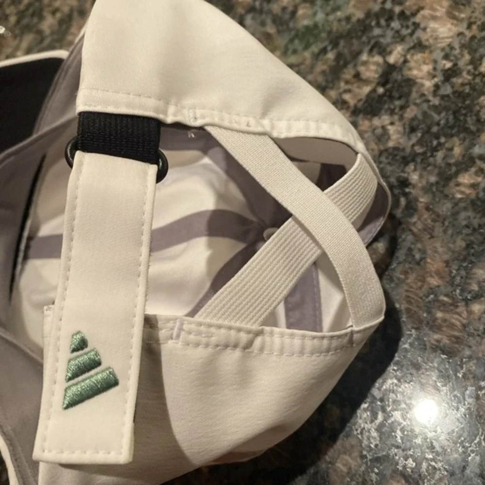 Adidas‎ Womans Golf Hat White/Green Logo Adjustable 0138